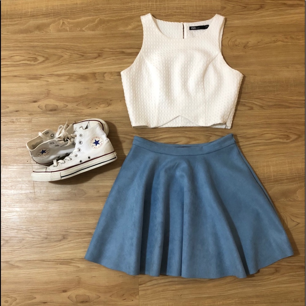White Scallop Crop Top